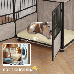 PawHut 80cm Furniture Style Dog Crate Dog Cage End Table Indoor with 3 Doors Soft Washable Cushion, for Medium Sized Dogs