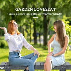 Outsunny 2-Seater Garden Wooden Bench, Grey