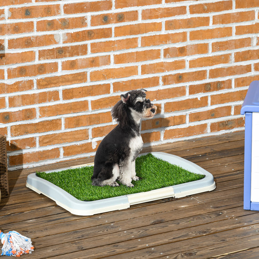 PawHut Puppy Training Pad, Indoor Portable Puppy Pad, with Artificial Grass, Grid, Panel, Tray, 63 x 48.5cm