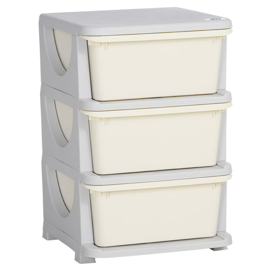 HOMCOM Three-Tier Kids Storage Boxes, with Three Drawers - White