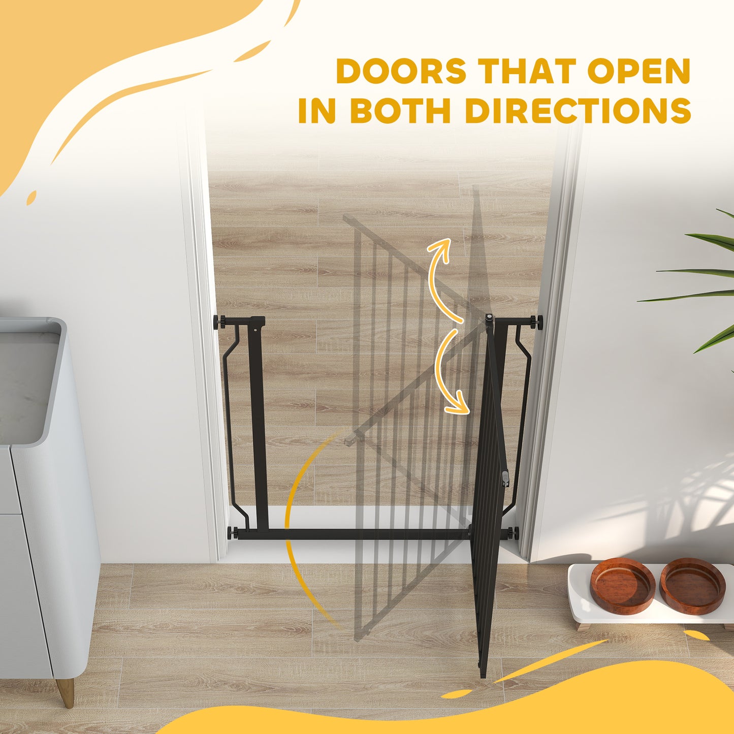 PawHut Extra Wide Dog Safety Gate, with Door Pressure, for Doorways, Hallways, Staircases - Black