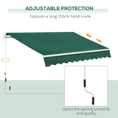 Outsunny Awning Canopy Manual Retractable Porch Sun Shade Shelter 3 x 2m Green