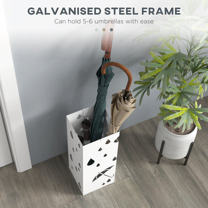 HOMCOM Six-Umbrella Steel Holder Stand - White