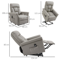 HOMCOM Power Lift Chair, PU Leather Recliner Sofa Chair for Elderly with Remote Control, Side Pocket, Grey