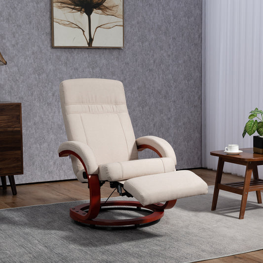 HOMCOM 135√Ç¬∞ Manual Reclining Swivel Chair, with Footrest - Beige