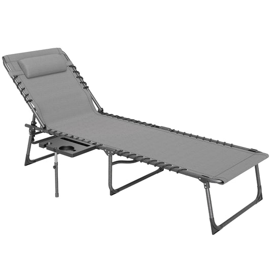 Outsunny Five-Position Reclining Sun Lounger - Grey