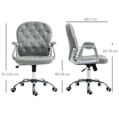 Vinsetto Office Chair Ergonomic 360√Ç¬∞ Swivel PU Diamante Padded Base 5 Castor Wheels for Home Work Grey