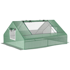 Outsunny Mini Greenhouse, Portable Garden Small Greenhouse with Zipped Windows and Door, 180 x 140 x 80cm, Dark Green