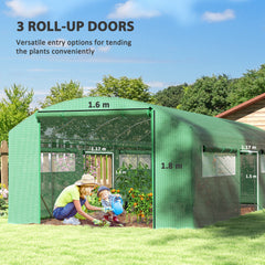 Outsunny 19 x 9.8ft Walk-In Polytunnel Greenhouse - Green