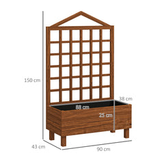 أوت صني، أحواض زراعة للحديقة مع تعريشة لتسلق الكروم، أحواض خشبية مرتفعة، 90×43×150 سم، بني