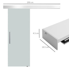 HOMCOM 90cm Modern Sliding Door Set Kit w/ Frosted Glass Door Aluminium Rail Opaque Home Decoration DIY Office Style