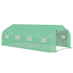 Outsunny Polytunnel Greenhouse with Windows and Door, Walk in Greenhouse for Garden, Backyard (6 x 3 M)