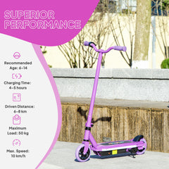 AIYAPLAY Electric Scooter for Ages 6-14, with Colourful Light and Electric Brake, Electric Scooter E Scooter, Up to 10 KM/H & 8 KM, Purple