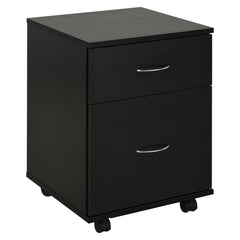 HOMCOM Two Drawer Filing Cabinet with Wheels- Black Wood Grain