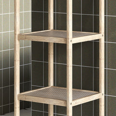 HOMCOM Four-Tier Bamboo Bathroom Shelf - Natural Finish