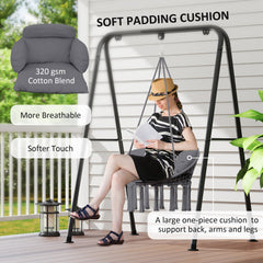 Outsunny Hanging Chair Outdoor Hammock Chair with Soft Cushion, Cotton Rope Boho Style Swing Chair, Hanging Garden Swing Seat for Indoor Outdoor, Dark Grey