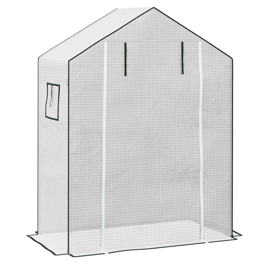 Outsunny Greenhouse Cover Replacement Walk-in PE Hot House Cover with Roll-up Door and Windows, 140 x 73 x 190cm, White