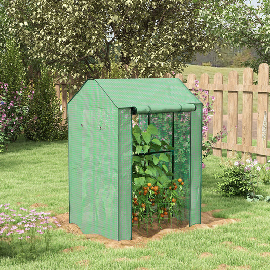 Outsunny Green House, Mini Greenhouse with 2 Roll-up Doors, Vent Holes and Reinforced Cover, 100 x 80 x 150cm