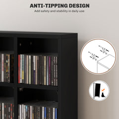 HOMCOM CD Storage Unit with Adjustable Shelves, 89 x 130.5 cm, Black