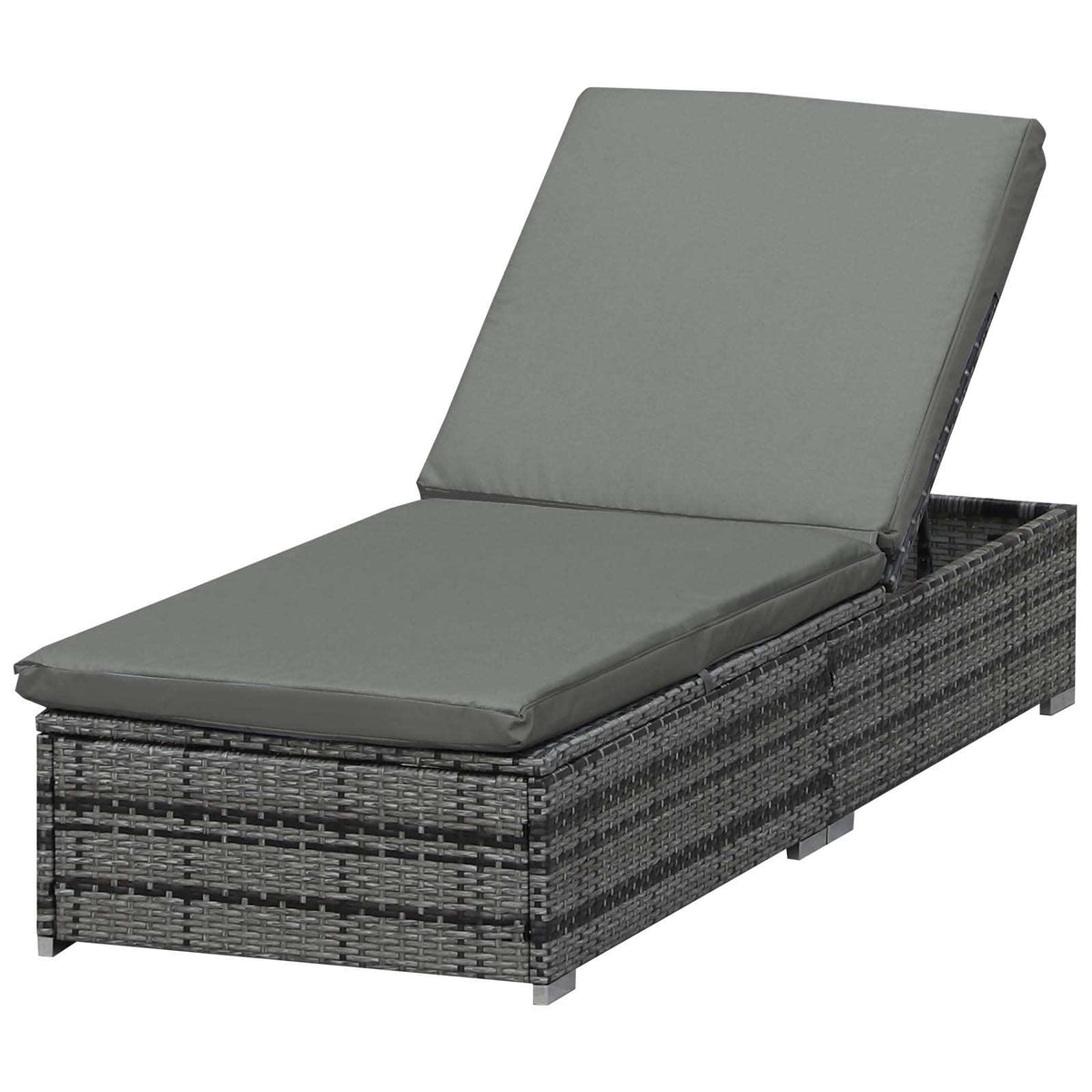 Outsunny Rattan Outdoor Garden Reclining Sun Lounger Grey