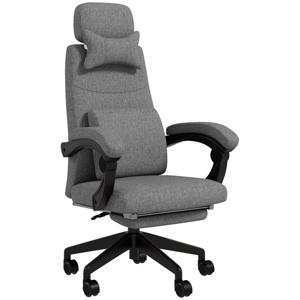 Vinsetto Linen-Look Office Chair, with 160√Ç¬∞ Reclining Back and Footrest - Grey