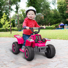 AIYAPLAY 6V Electric Quad Bike for Kids, Ride On ATV w/ Forward Backward, Headlights, for 18-36 Months, Pink