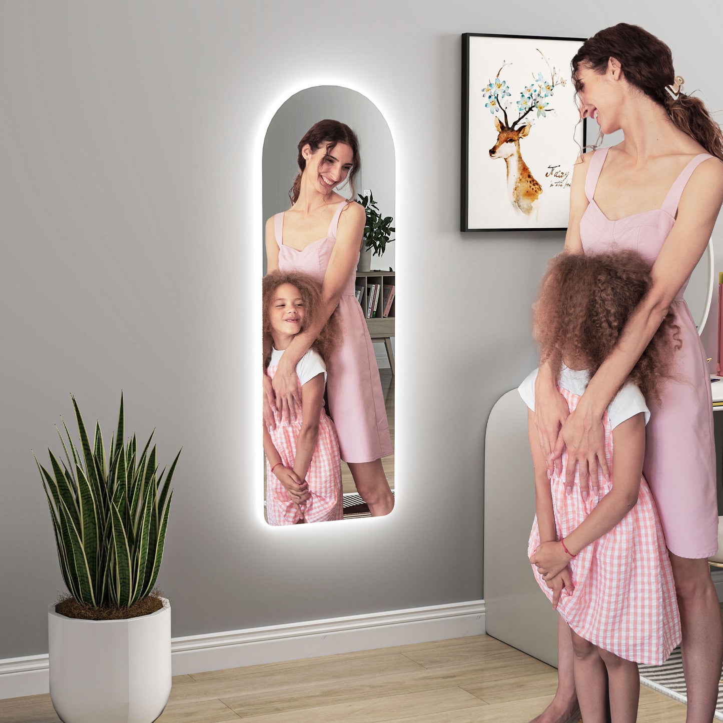 مرآة مقوسة من هومكوم مقاس 120 × 40 سم، مع مصابيح LED