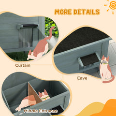 PawHut Feral Cat House, Wooden Insulated with Removable Floor, Water-Resistant Openable Roof - Charcoal Grey