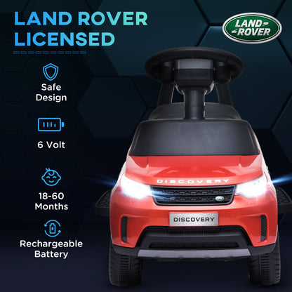 AIYAPLAY 2-in-1 Land Rover Licensed 6V Kids Electric Ride On Car, Sliding Car w/ Headlights, Music, for 18-60 Months, Red