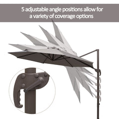 Outsunny 3m Cantilever Aluminium Frame Outdoor Garden Parasol Grey