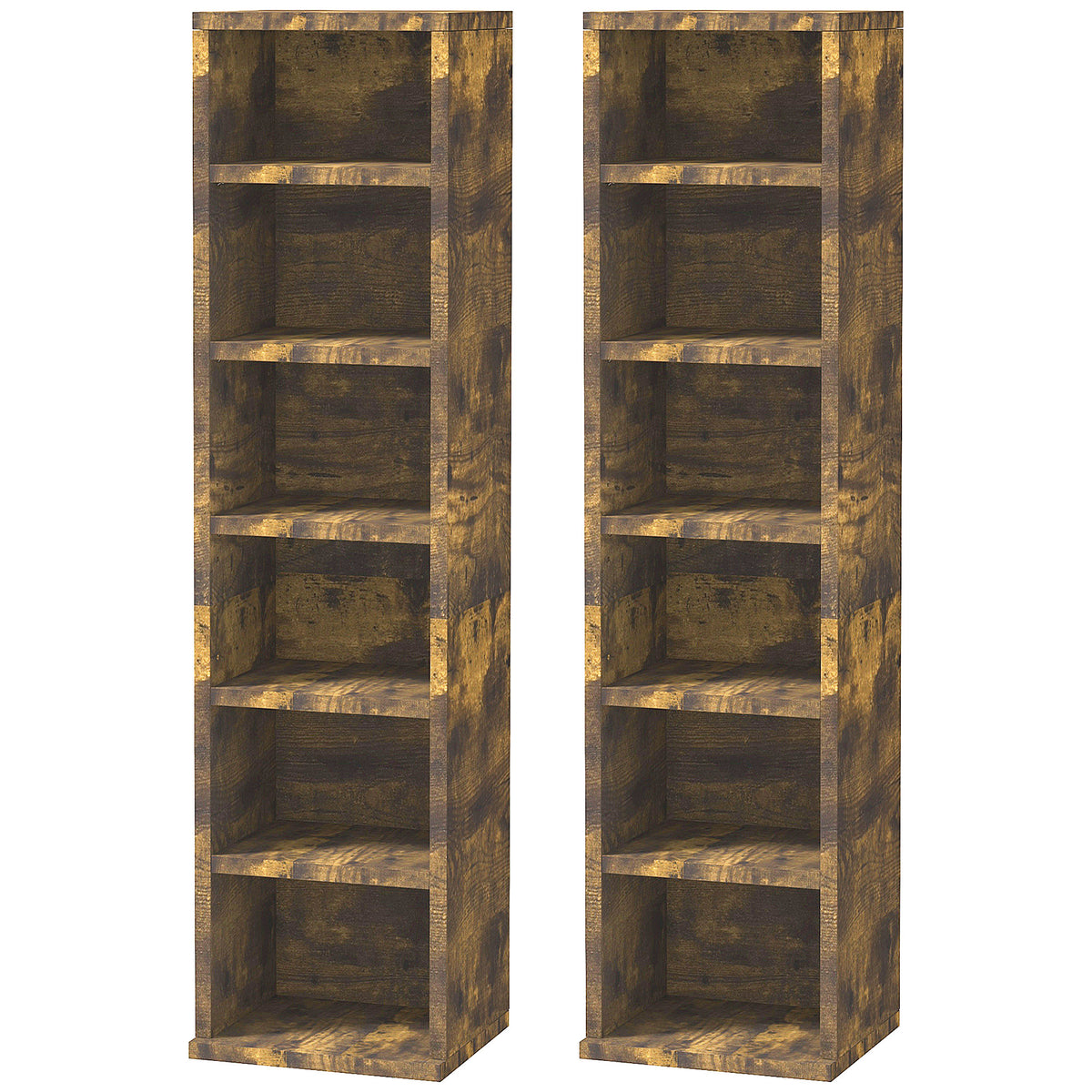 HOMCOM Set of Two 102 CD Storage Units - Mid Brown Wood-Effect