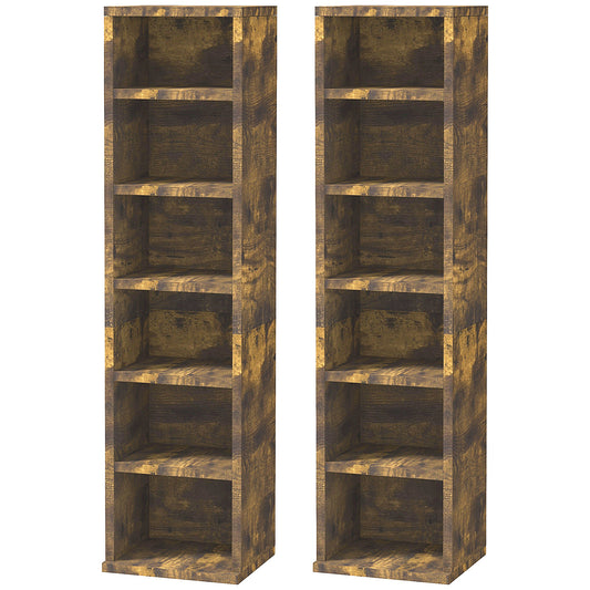 HOMCOM Set of Two 102 CD Storage Units - Mid Brown Wood-Effect