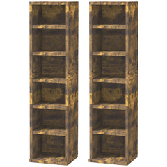 HOMCOM Set of Two 102 CD Storage Units - Mid Brown Wood-Effect