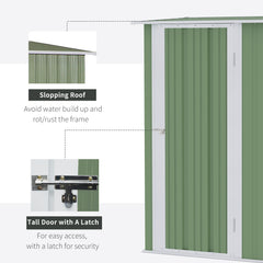 Outsunny 5ft x 3ft Metal Garden Storage Shed, Outdoor Tool Shed with Sloped Roof, Lockable Door for Tools, Equipment, Light Green