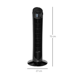 HOMCOM Tower Fan for Bedroom Cooling, 30 Inch Electric 70√Ç¬∞ Oscillating Fan with 3 Speed Settings, Standing Floor Fan for Home Office Indoor, Black