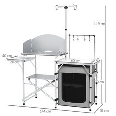 Outsunny Multi-Feature Folding Camping Kitchen, with Wind Shield