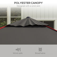 مظلة خارجية مربعة من Outsunny مقاس 215 سم مع حواف متباينة - رمادي/أحمر