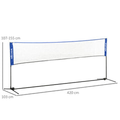 SPORTNOW 4m Badminton Net, Height Adjustable Outdoor Sports Net, with Carry Bag, for Tennis, Pickleball, Volleyball, Blue