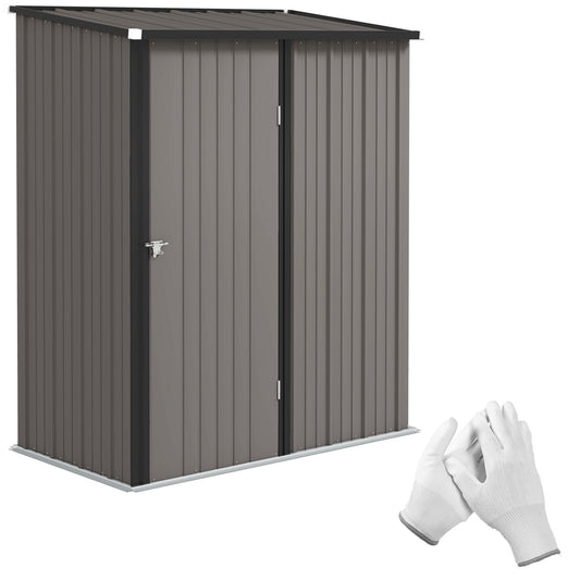 Outsunny 5.3 x 3.1ft Corrugated Steel Garden Shed - Light Grey