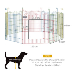 PawHut Pet Playpen Crate, with Eight Panels, Door, for Indoors and Outdoors, 60H x â156cm