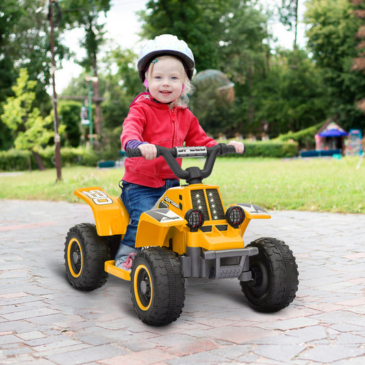 AIYAPLAY 6V Electric Quad Bike for Kids, Ride On ATV w/ Forward Backward, Headlights, for 18-36 Months, Yellow