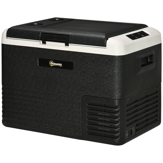 Outsunny 40L Car Refrigerator, Portable Compressor Car Fridge Freezer, Electric Cooler Box with 12/24V DC and 110-240V AC for Camping, Driving, Picnic, Down to -20√¢‚Äû∆í