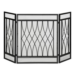 HOMCOM 126cm 3-Panel Metal Folding Fireplace Screen Heat Flame Protective Guard Child Pet Home Spark Barrier Surround w/ Mesh Pattern