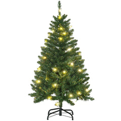 HOMCOM 4FT Christmas Tree Warm White LED Light Holiday Home Decoration, Green