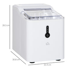 HOMCOM Ice Maker Machine, 1.5L Countertop Ice Cube Maker with Self-Cleaning, 9 Cubes Ready in 8 Mins, 12kg in 24 Hrs, No Plumbing with Basket, White