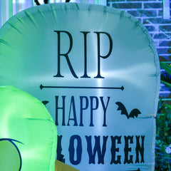 HOMCOM 5FT Halloween Ghost and Tombstone، نفخ ديكورات الهالوين الخارجية مع أضواء LED مدمجة للحديقة والعشب والحفلات