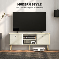 HOMCOM TV Cabinet Stand Unit for TVs up to 50'' with Foldable Drawers, Entertainment Centre for Living Room Natural