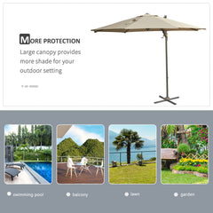 Outsunny 3m Beach Hanging Umbrella Parasol - Khaki