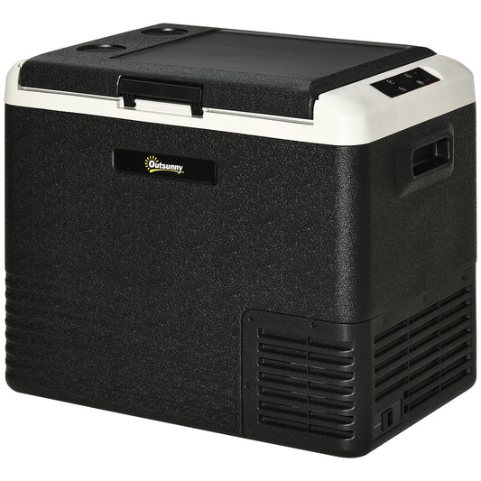 Outsunny 50L Car Refrigerator, Portable Compressor Car Fridge Freezer, Electric Cooler Box with 12/24V DC and 110-240V AC for Camping, Driving, Picnic, Down to -20√¢‚Äû∆í