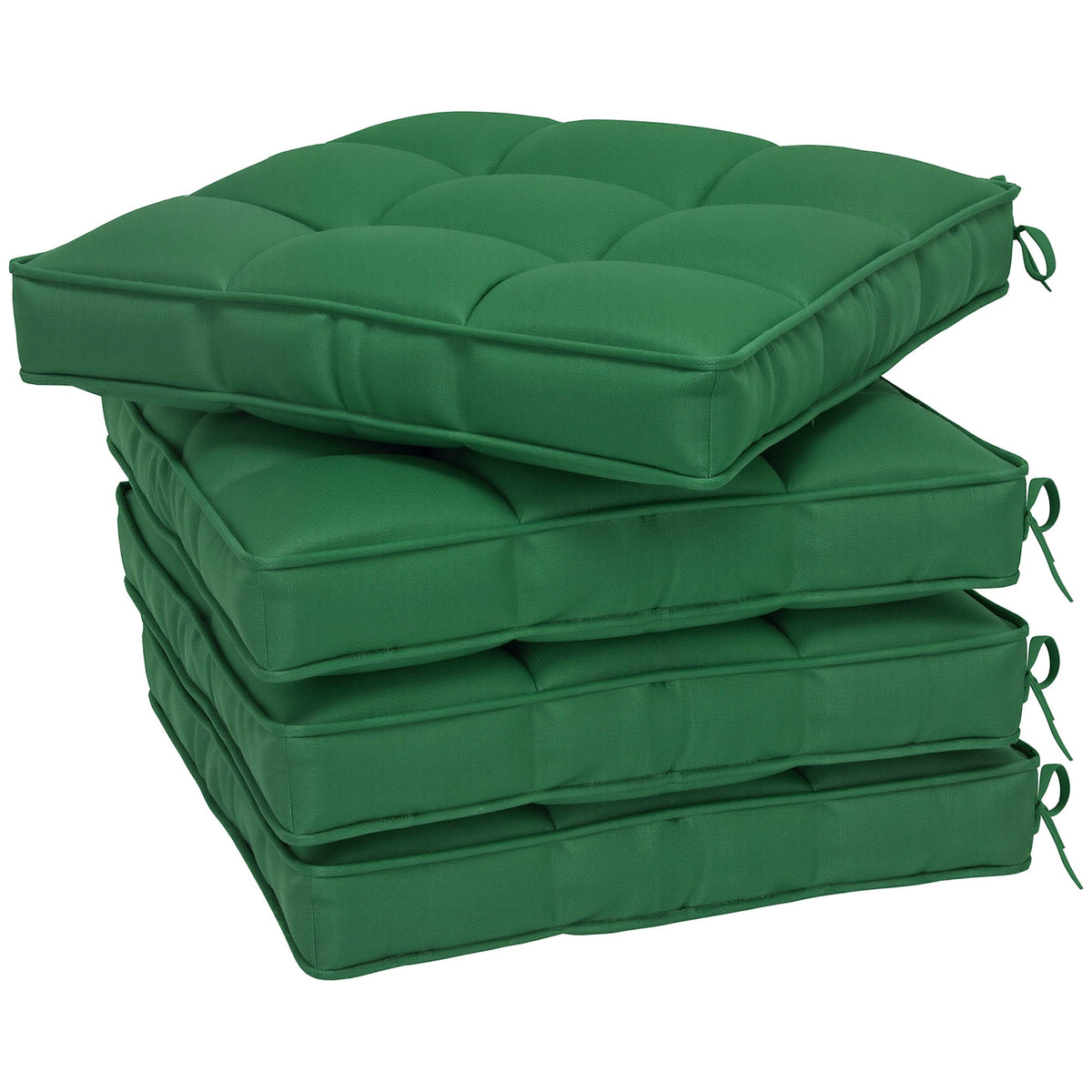 Outsunny Set of 4 42 x 42cm Outdoor Seat Cushions - Green